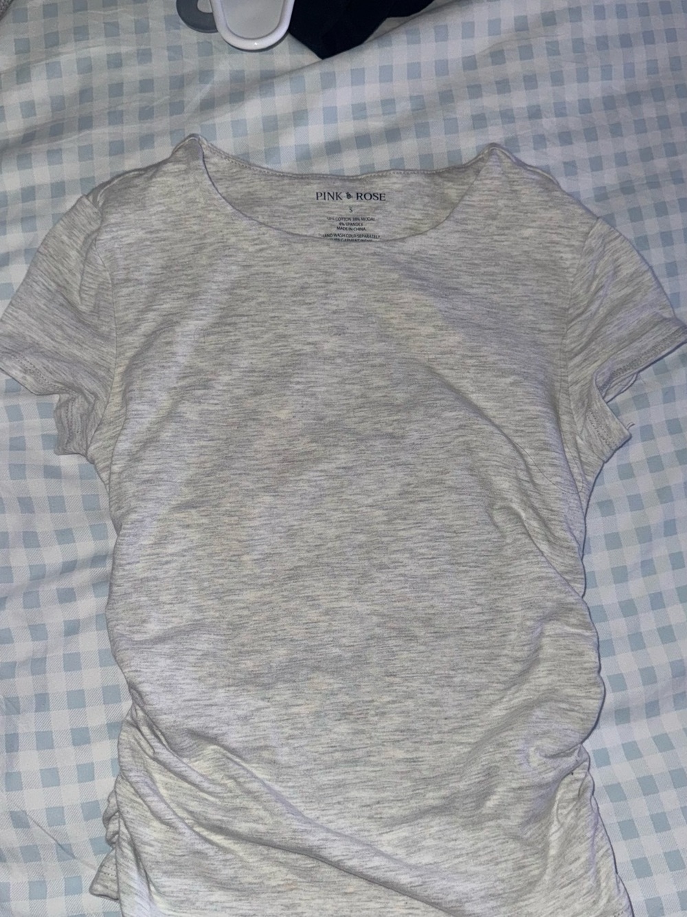 Pink Rose Heather Gray Short Sleeve Crew Neck Tee